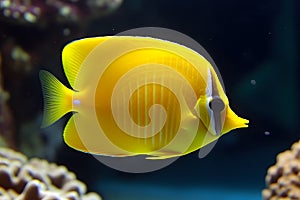 Sea life exotic tropical coral reef copperband butterfly fish. Neural network AI generated