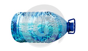 Sea life in plastic bottle isolated on white background. Ecology pollution concept. Environment disaster