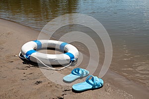 Sea life saver float on the sea surface