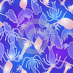 Sea life seamless pattern ocean animals pattern, sea life background