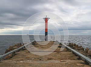 sea with lighthouse on it .