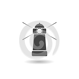 Sea lighthouse building icon with shadow