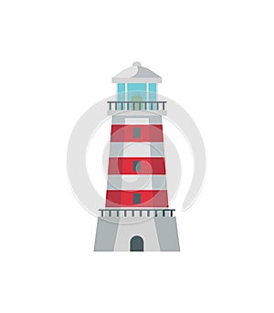 Sea lighthouse icon in flat style