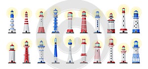 Sea lighthouse vector cartoon set icon.Vector illustration ocean beacon on white background .Isolated cartoon icon light