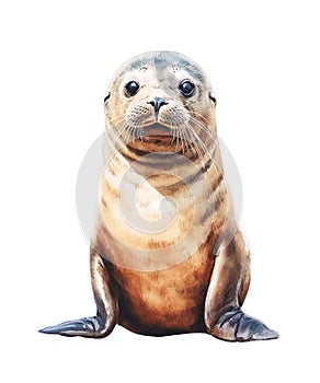 Sea lion isolated on white background.