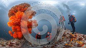 Sea lips and sea fans, decorating the coral reef and giving it additional beauty and textu