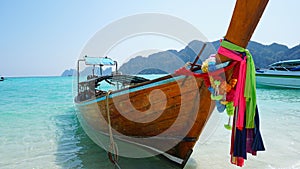 Sea long-tailed boats. Traditional Thai boats.