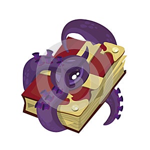 A sea, magic book. Witchcraft. Vector illustration for fairy tales, games, icons. A book of spells. Isolated 3d vector