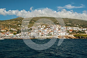 Sea Marina at Andros island, Aegean, Greece. Nature.