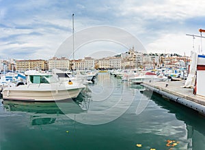 Sea marina with yachts in the lagoon