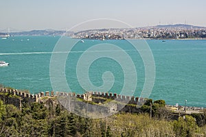 The Sea of Marmara, the Bosphorus Bridge and the Asian shore from the walls of Topkapi photo