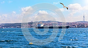 The Sea of Marmara, Bosporus straight in Istanbul, Turkey