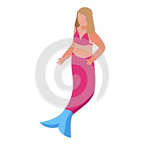 Sea mermaid icon isometric vector. Cute girl