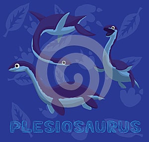 Sea Monster Plesiosaurus Cartoon Vector Illustration