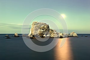 Sea moonlight on the island