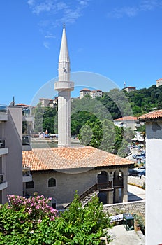 Sea mosque in Ulcinj in summer. Montenegro