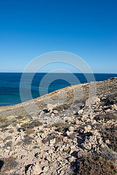 Sea and mountain on the coast of Carboneras, Almeria