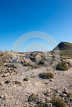 Sea and mountain on the coast of Carboneras, Almeria