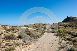 Sea and mountain on the coast of Carboneras, Almeria