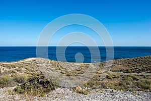 Sea and mountain on the coast of Carboneras, Almeria