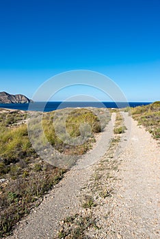 Sea and mountain on the coast of Carboneras, Almeria