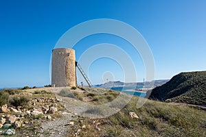 Sea and mountain on the coast of Carboneras, Almeria