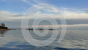 Sea mountains clouds sky wave