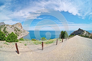 Sea and mountains at day