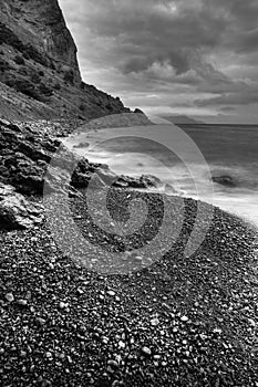 The sea and mountains monochrome