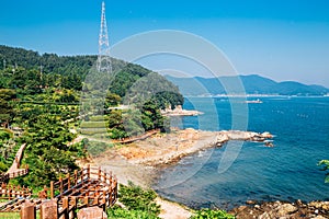 Sea and nature landscape in Tongyeong Yi Sun-sin park, Korea