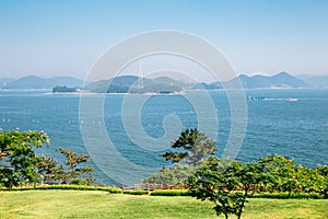 Sea and nature landscape in Tongyeong Yi Sun-sin park, Korea photo
