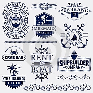 Sea and nautical logos and design elements. photo