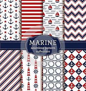 Sea and nautical patterns set.