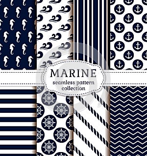 Sea and nautical patterns set.