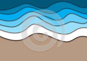 Sea or ocean coast beach with water waves and sand abstract background. photo
