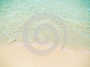 Sea Ocean on Sand Beach Background White Foam Wave Water Summer Shore Seaside Calm Nature,Tropical Sandy at Coast Island Thailand,