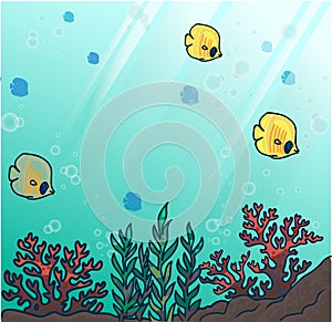 Sea or ocean underwater coral reef
