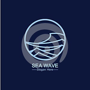 sea ocean wave line logo simple monoline style vector icon symbol illustration