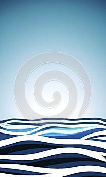 Sea and ocean waves with artificial intelligence drawing