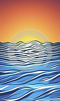 Sea and ocean waves with artificial intelligence drawing