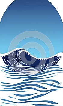Sea and ocean waves with artificial intelligence drawing