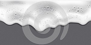 Sea or ocean waves, cleaning detergent spume, or beer or shampoo foam. 3d vector illustration