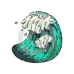 sea ocean waves sketch hand drawn vector