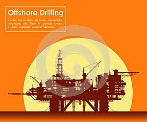 Sea oil rig. Offshore drilling platform.