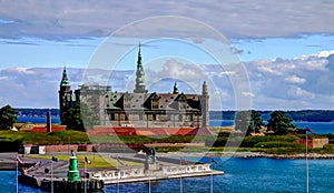 Sea panorama of Kronborg castle in Helsingor Denmark
