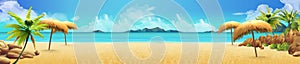 Sea panorama, Tropical beach. Vector