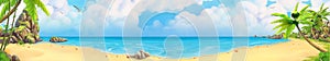 Sea panorama. Tropical beach. Vector background