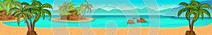 Sea panorama. Tropical beach. Vector background