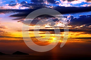 Sea-piece on a background sunset