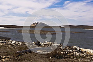 Sea and pingos near Tuktoyaktuk, NWT, Canada